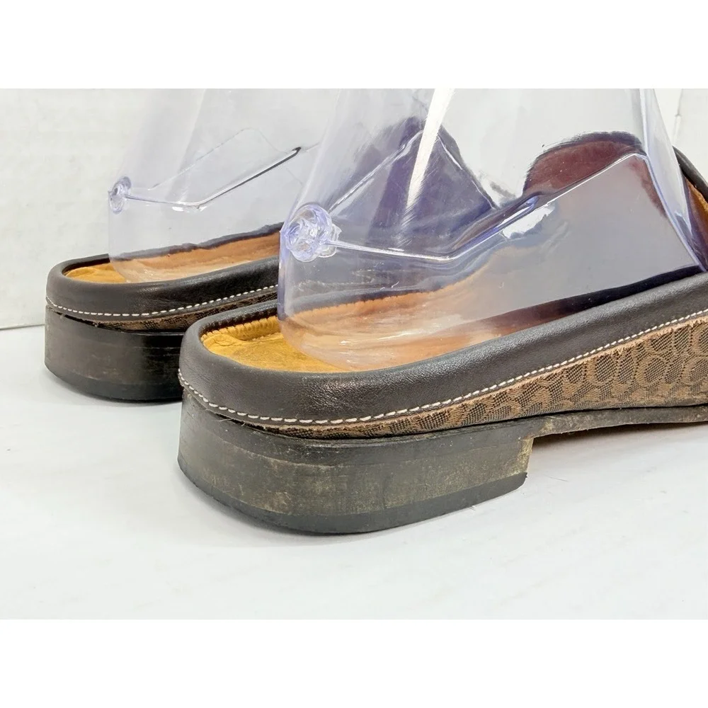 Coach Erika P328 Signature Canvas Mule Loafers Brown Women's 7.5B‎ Italy